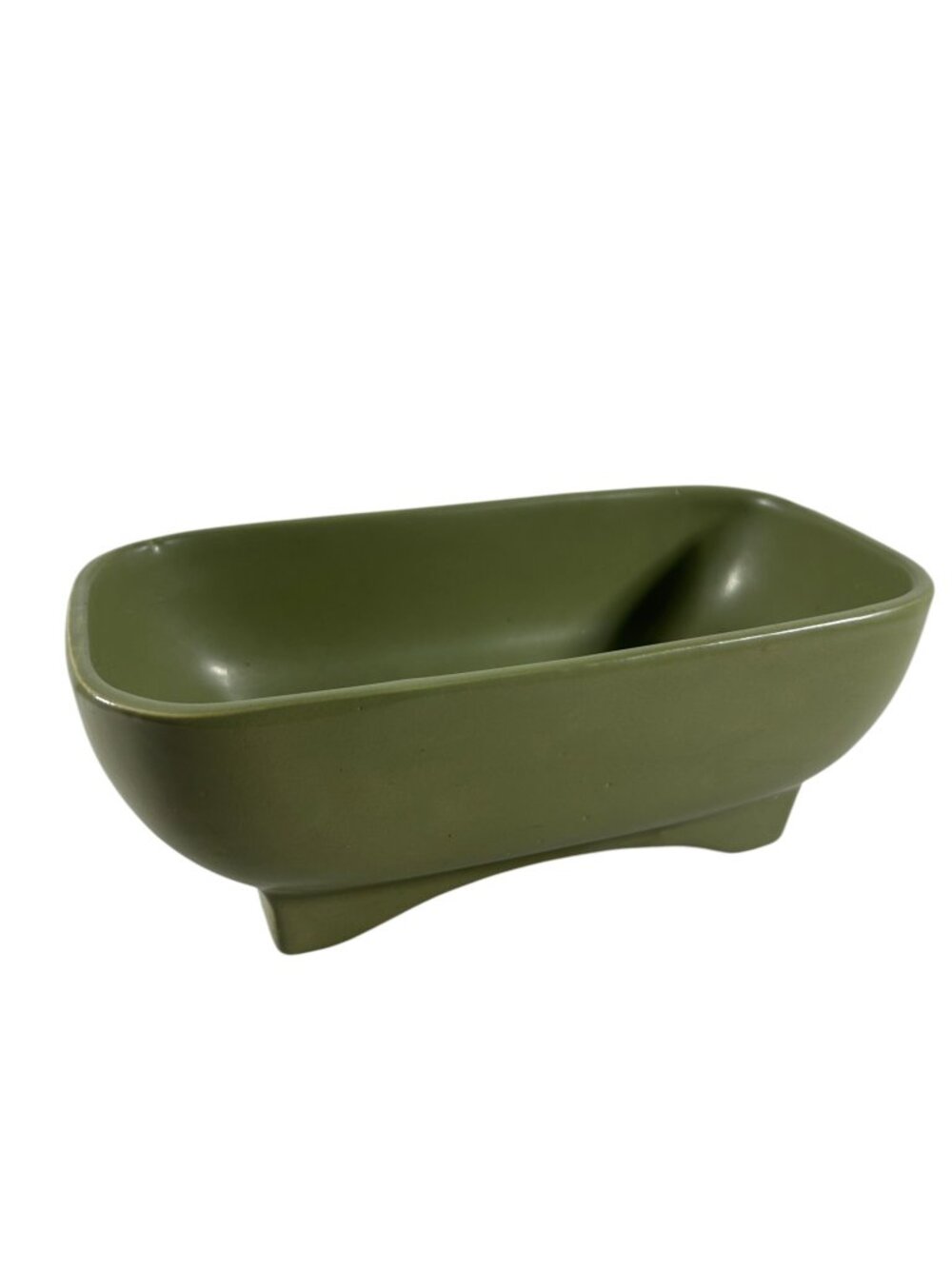 Vintage McCoy Floraline USA 418 Olive Green Rectangular Planter MCM Pottery